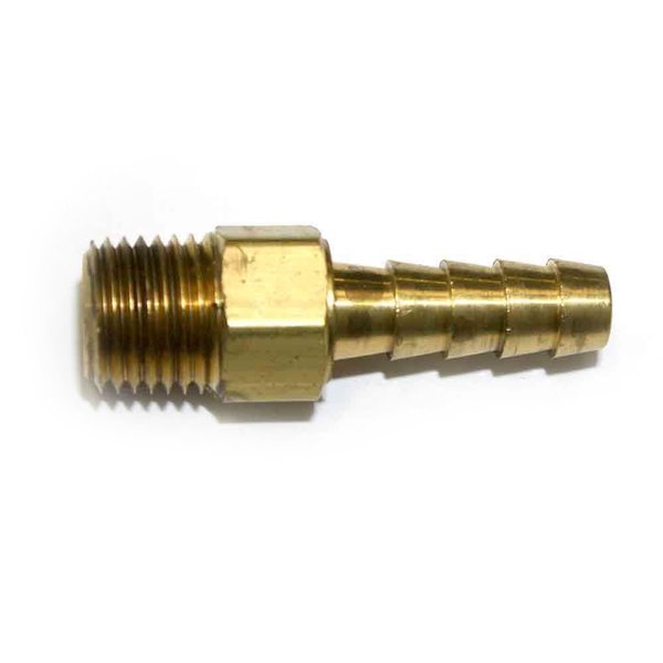 Interstate Pneumatics Brass Hose Fitting, Connector, 5/16 Inch Swivel Barb x 1/4 Inch Male NPT End FMS145